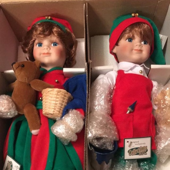Other - NEW Heritage Collection porcelain Elf Christmas Dolls